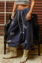 Load image into Gallery viewer, Butterfly Embroidered Jogger Pants – Navy | Vintage French Terry