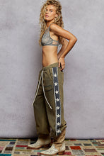 Load image into Gallery viewer, POL French Terry Striped Patch Trim Star Patch Knit Pants