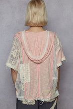 Load image into Gallery viewer, POL Lace V-Neck Hoodie Top – Relaxed Neutral Rib with Lace Detail