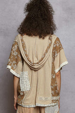 Load image into Gallery viewer, POL Lace V-Neck Hoodie Top – Relaxed Neutral Rib with Lace Detail