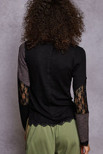 Load image into Gallery viewer, POL Lace Trim Olive Thermal Top – Boutique Long Sleeve Rib Mix