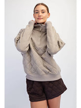 Load image into Gallery viewer, Rae Mode Cozy Quilted Snap-Neck Pullover Stone Taupe