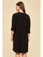 Load image into Gallery viewer, Dear Scarlett Black Notch Neck Shift Dress