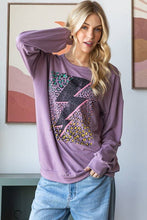 Load image into Gallery viewer, HEIMISH - LONG PUFF SLEEVE SOLID LIGHTNING PRINT TOP