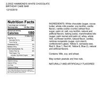 Load image into Gallery viewer, Hammond's Candies - Candy Bar - White Chocolate - Birthday Cake - 2.25 oz