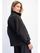 Load image into Gallery viewer, Rae Mode Oversized Button Neck Lounge Pullover Black