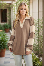 Load image into Gallery viewer, HEIMISH - LONG SLEEVE MANDARIN COLLAR SOLID CONTRAST TOP