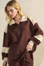 Load image into Gallery viewer, Yelete Scuba ColorBlock Half-Zip Top Coffee & Oatmeal