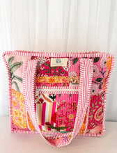 Load image into Gallery viewer, Heart of Grace - Pink City | Large Quilted Zipper Tote Bag