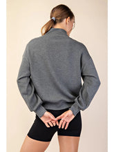 Load image into Gallery viewer, Rae Mode Half-Zip Lounge Pullover – Relaxed Fit Comfort Top Heathered Charcoal