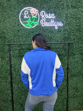 Load image into Gallery viewer, White Birch Quarter Zip Pullover Royal with Cream