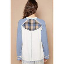 Load image into Gallery viewer, POL Clothing - Plaid Patch “06” Graphic Raglan Top