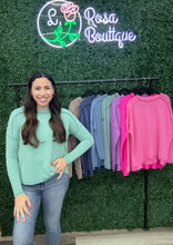 Load image into Gallery viewer, Zenana Raised Rib Raw Edge Boatneck Long Sleeve Top