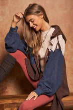 Load image into Gallery viewer, Davi & Dani - COLOR BLOCK BUTTON DOWN LONG SLEEVE HOODIE JACKET
