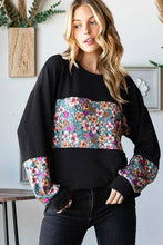 Load image into Gallery viewer, HEIMISH - LONG PUFF SLEEVE SOLID URBAN RIBBED AND FLORAL TOP