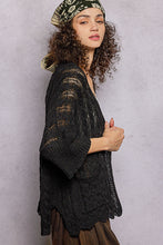 Load image into Gallery viewer, Pol Open-Knit Boho Cardigan with Relaxed Fit Black