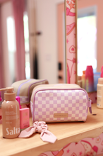 Load image into Gallery viewer, Jadelynn Brooke - Handle Cosmetic Bag- 'Mama' Embroidered (Lavender/Cream/Tan)