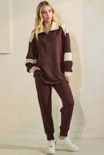 Load image into Gallery viewer, Yelete Scuba ColorBlock Half-Zip Top Coffee & Oatmeal