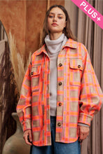 Load image into Gallery viewer, Davi & Dani - PLUS PLAID BUTTON FRONT SHIRT JACKET SHACKET
