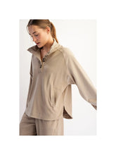 Load image into Gallery viewer, Rae Mode Oversized Button Neck Lounge Pullover Taupe