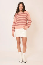 Load image into Gallery viewer, Cozy Co Striped Brushed Knit Crew Neck Sweater – Soft Acrylic Blend