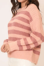 Load image into Gallery viewer, Cozy Co Striped Brushed Knit Crew Neck Sweater – Soft Acrylic Blend