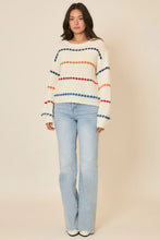 Load image into Gallery viewer, Cozy Co Boatneck Multi Color Stripe Knit Sweater – 100% Acrylic
