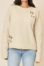Load image into Gallery viewer, Cozy Co Floral Embroidered Dual Knit Sweater – Wool Blend
