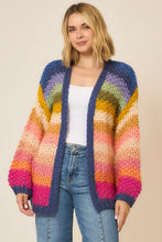 Load image into Gallery viewer, Cozy Co Multi Color Lantern Sleeve Handmade Cardigan – 100% Acrylic
