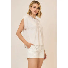 Load image into Gallery viewer, Cozy Co. - Ruched Neck Folded Cap Sleeve Top