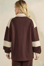 Load image into Gallery viewer, Yelete Scuba ColorBlock Half-Zip Top Coffee & Oatmeal