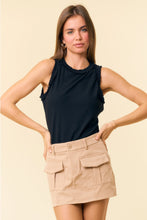 Load image into Gallery viewer, Doe & Rae Solid Knit Tank with Ruffle Trim – Soft Stretch Blend