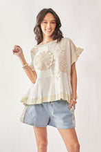 Load image into Gallery viewer, Davi & Dani Textured Sweater Ruffle Detail Top - Natural Multi