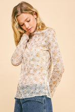 Load image into Gallery viewer, Davi & Dani Lace Mesh Sheer Turtleneck Top
