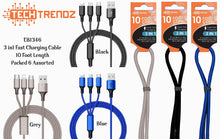 Load image into Gallery viewer, 3-in-1 Fast Charging Cable – USB to USB-C, Lightning & Micro USB