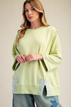 Load image into Gallery viewer, Easel Bow Patch Washed Terry Pullover – Cotton Blend Knit