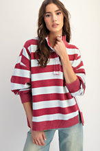Load image into Gallery viewer, Easel Rugby Stripe Washed Terry Pullover