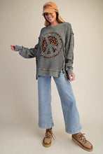 Load image into Gallery viewer, Easel Peace Patch Washed Thermal Pullover – Cotton Blend Knit