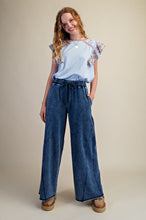 Load image into Gallery viewer, Easel Washed Terry Wide Leg Pants – Cotton Spandex Knit
