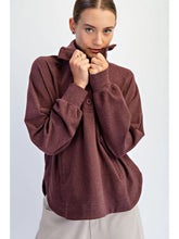 Load image into Gallery viewer, Rae Mode Oversized Button Neck Lounge Pullover Dark Cherry