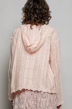 Load image into Gallery viewer, Pol Sheer Floral Lace Hooded Button-Front Top Pink