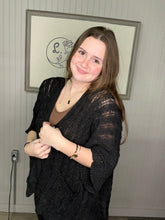 Load image into Gallery viewer, Pol Open-Knit Boho Cardigan with Relaxed Fit Black