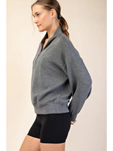 Load image into Gallery viewer, Rae Mode Half-Zip Lounge Pullover – Relaxed Fit Comfort Top Heathered Charcoal