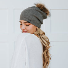 Load image into Gallery viewer, Fine Knit Angora Fur Pom Slouchy Beanie- Wholesale - Pretty Simple