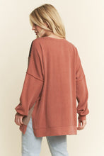 Load image into Gallery viewer, Heimish Long Sleeve Solid And Floral Urban Rib Contrast Top