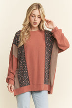 Load image into Gallery viewer, Heimish Long Sleeve Solid And Floral Urban Rib Contrast Top