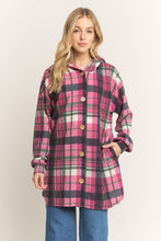 Load image into Gallery viewer, Heimish Long Sleeve Button Front Hooded Plaid Cardigan