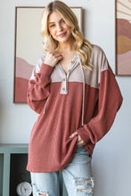 Load image into Gallery viewer, Heimish Urban Ribbed Contrast Hoodie with Button