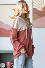 Load image into Gallery viewer, Heimish Urban Ribbed Contrast Hoodie with Button