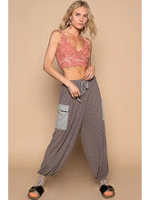 Load image into Gallery viewer, POL Joggers Charcoal dainty Floral with Cargo Pockets